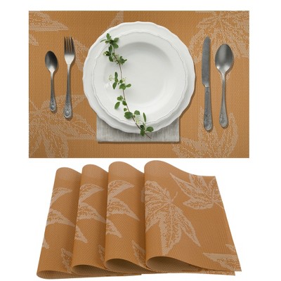 Unique Bargains Leaf Pattern Placemats 4 Pcs
