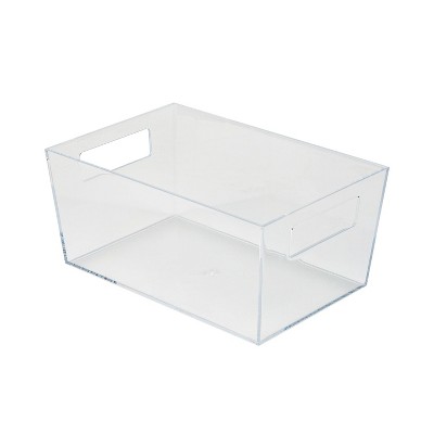 Simplify 11.5" x 5.25" x 7.5" Medium Storage Bin Clear: Polystyrene Universal Storage Container, Spot Clean