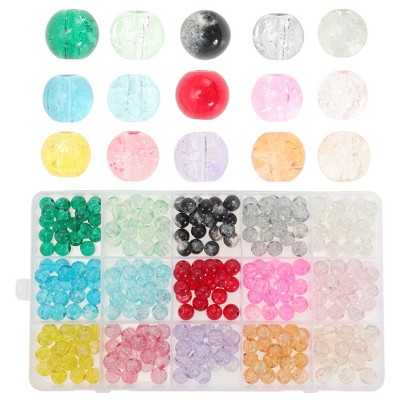 Unique Bargains Round Glass Beads for Bracelets 8mm Assorted Colors for Making Bracelet Making and DIY Crafts 300 Pcs