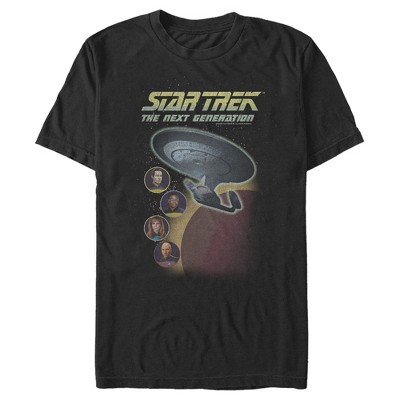 Men's Star Trek: The Next Generation Enterprise with Captain and Crew Portraits T-Shirt