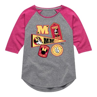 Girls' - Disney - Minnie Mouse Shirt Tail Raglan Graphic T-shirt