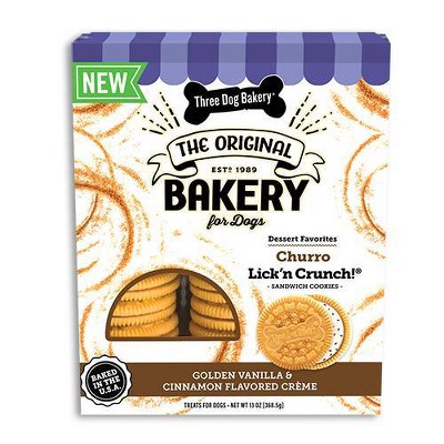 Three Dog Bakery Lick'n Crunch Churro Cookie Cinnamon Flavor Crunchy Dog Treats - 13oz