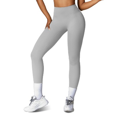NPolar Women's High Waist Workout Leggings with 25In Inseam No Front Seam  Gray Size L