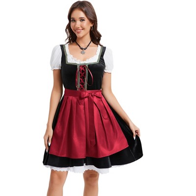 Womens Dress 2 Pieces Costumes for Traditional Carnival Halloween Midi Dress