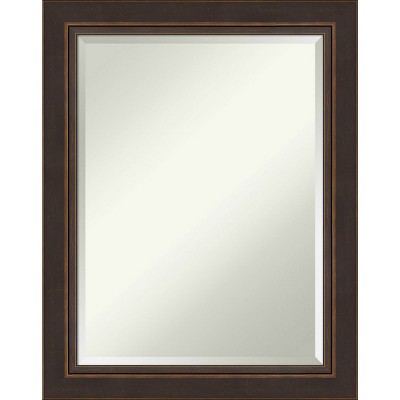 23" x 29" Beveled Lara Bronze Wood Wall Mirror - Amanti Art: Modern Rectangular, No Assembly, Includes Hardware