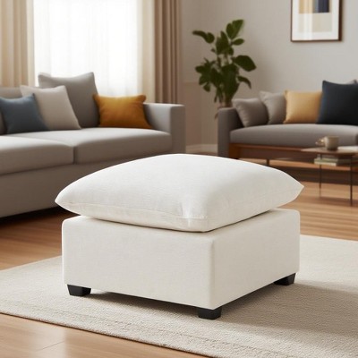 NicBex 26" Modern Ottoman with Thick Cushion, Chenille Foot Stool with Wood Frame, Small Square Vanity Stool for Bedroom, Living Room, Entryway