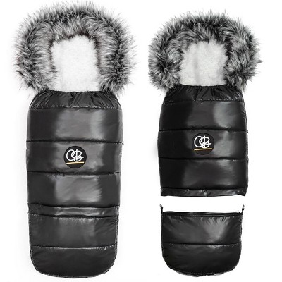 Cover Baby 0-3 Years Organic Premium Gray Wool Adjustable Footmuff in Pastel Black