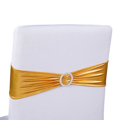 Juvale Gold Chair Sashes with Silver Buckles for Wedding Reception, Baby Shower, Birthday Party, Fits 13.5- to 16.5-Inch Chair Backs (100 Pack)