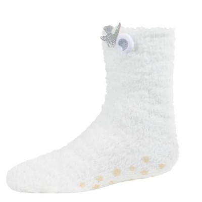 Memoi Polar Bear Girls Fuzzy Mid-Cut Socks