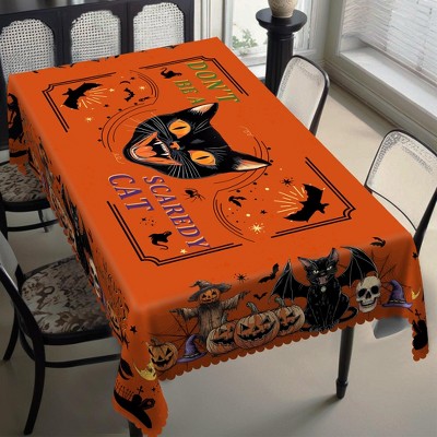 LOVEVOOK Rectangle Halloween Tablecloth, Round Holiday Pumpkin Table Cloths Washable Table Cover for Party Picnic Dinner Decor