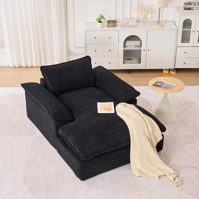 Hrinhom 66.9" W Compression Accent Sofa Chair,Modern Upholstered Sleeper Couch-Black