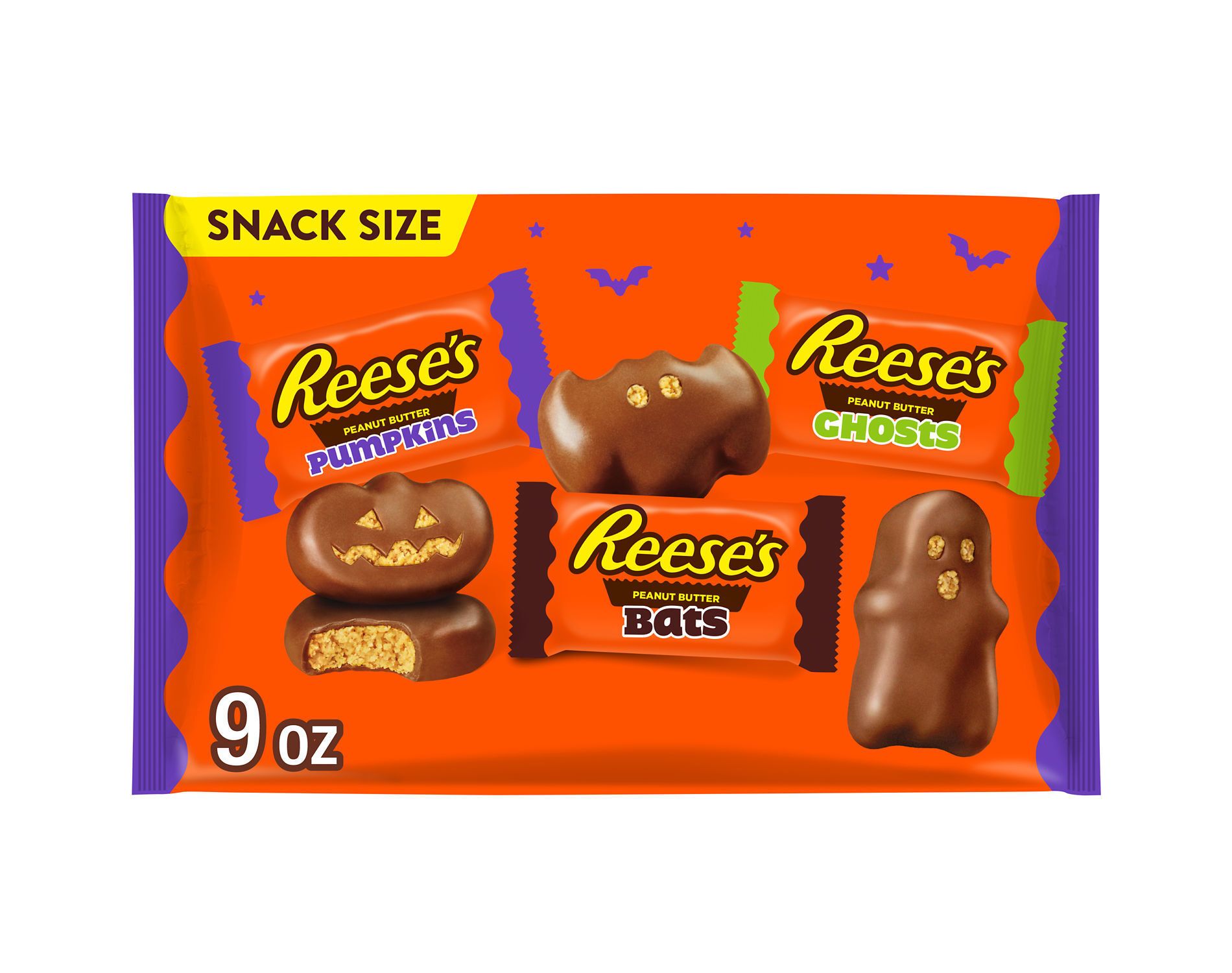 Reese's Peanut Butter Milk Chocolate Assorted Shapes Halloween Candy Snack Size - 9oz