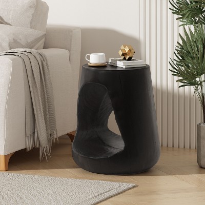 CAVINAS Unique Design Magnesium Oxide Coffee Table with Hollow Structure,Modern Side Table for Living Room,Apartment