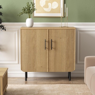Fluted Accent Cabinet with Storage, 2 Doors & Adjustable Shelf