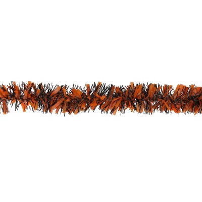 Northlight Mixed Tinsel Halloween Garland - 50' x 2.5" - Orange and Black - Unlit