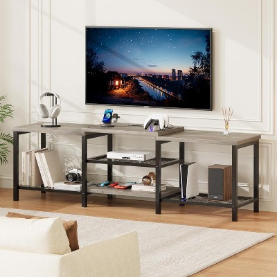 Nasitip TV Stand with LED Lights for 55/65/75 Inch TV, 67''Large Entertainment Center for Living Room, Bedroom, Vintage Brown