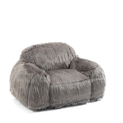 Bean Bag Chair Lazy Sofa, Faux Fur Foam Padded Accent Chair With Armrests, Stylish Bean Bag Chair Sofa for Bedroom, Living Room, Dining Room