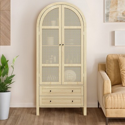 70.28"Modern Arch Tall Storage Cabinets For Living Room Larder Cupboard,Wood Tall Storage Cabinets With Doors And Shelves Bedroom Cabinets-Cuddlewood