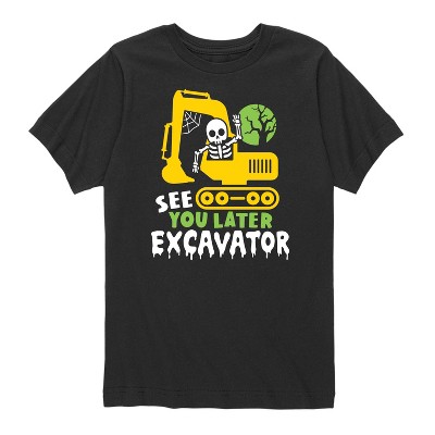 Boys' - Instant Message - Halloweek Skeleton See You Later Excavator Short Sleeve Graphic T-Shirt