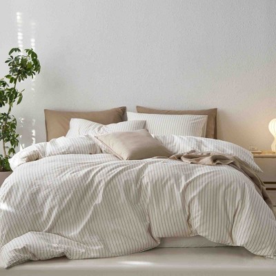 3 Piece Cotton Stripe Duvet Cover Set