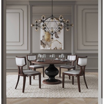 Set of 2 Pulitzer Faux Leather Dining Chairs Silver - Manhattan Comfort: Beechwood Legs, No Assembly Required