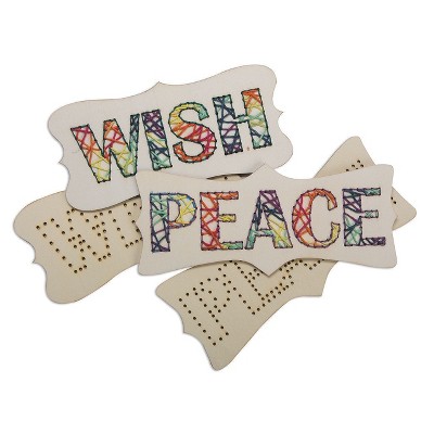 Wood Stitching Plaques: Wish & Peace (Pack of 24)