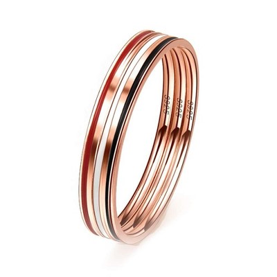 3-Ring Wedding Band Set for Women Stacking Thin Ring Sterling Silver Ginger Lyne Collection