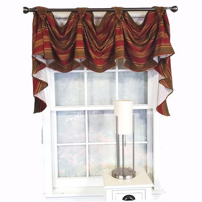 RLF Home Luxurious Modern Design Nigel Stripe Victory Swag 3-Scoop Window Valance 50" x 25"