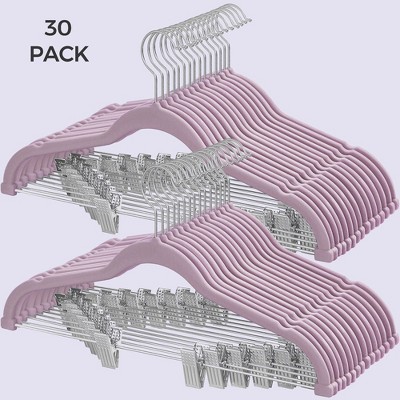 SONGMICS 20/30/50 Packs Velvet Skirt Pants Hangers Velvet Hangers with Adjustable Clips Non Slip Space Saving Clothes Hangers