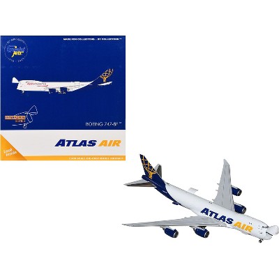 Boeing 747-8F Commercial Aircraft "Atlas Air" White with Blue "Interactive Series" 1/400 Diecast Model Airplane by GeminiJets