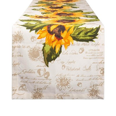 Design Imports  Printed Table Runner, Rustic Sunflowers Print, 14X108"