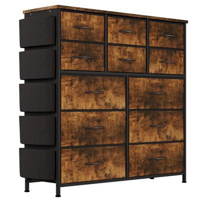Dresser for Bedroom, Tall Storage Dresser with 12 Drawers & Side Pockets, Fabric Chests of Drawers Organizer
