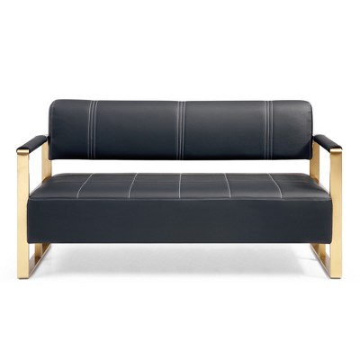 57.9inWidth Modern Upholstery Faux Bonded Leather Loveseat Sofa for Living Room for Small Spaces 2 Seater Couch Sofa Office Apartment Studio Furniture