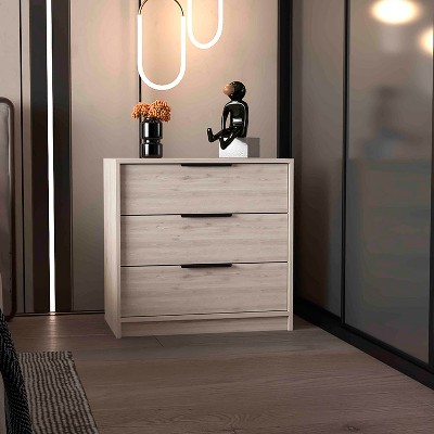 Dresser 27"H, 3 Drawers Dresser, Superior Top, Light Gray