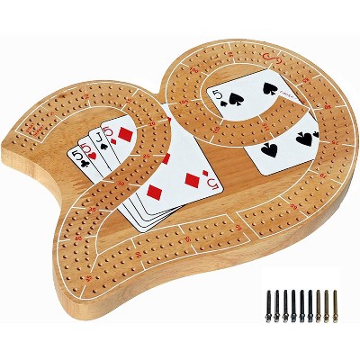WE Games 29 Cribbage Set - Solid Wood  Board with Metal Pegs
