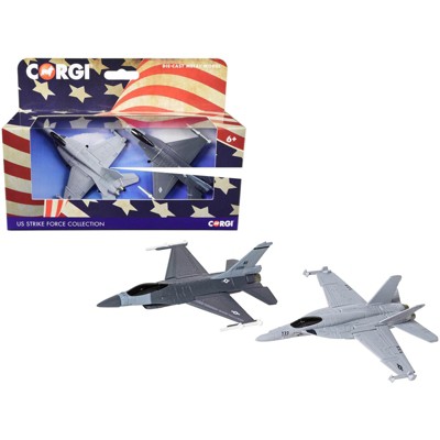 General Dynamics F-16 Fighting Falcon & McDonnell Douglas F/A-18 Super Hornet Aircraft Set of 2 Pcs Diecast Models by Corgi