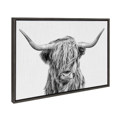 23" x 33" Sylvie Highland Cow II Framed Canvas by Simon Te of Tai Prints - Kate & Laurel All Things Decor