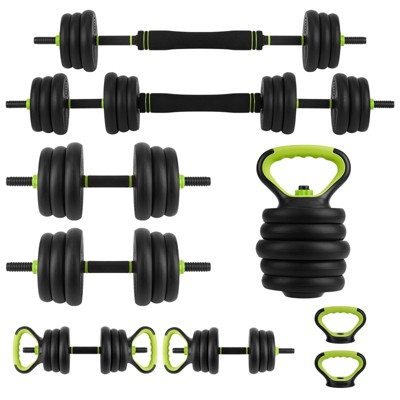 COZONY Adjustable Dumbbell Set 44 lbs, 4-in-1 Converts to Barbell, Kettlebell & Push-Up Stand, Strength Training Weights