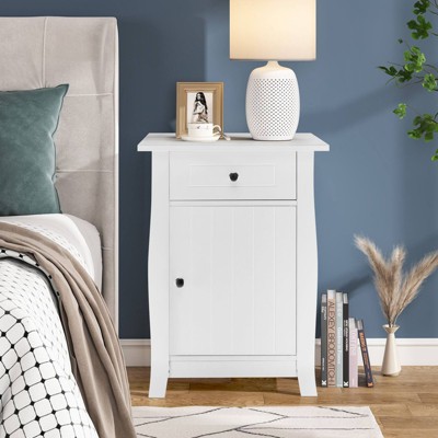 Karl Home 1-Drawer White MDF (Medium-Density Fiberboard) 17.72in. W Nightstands