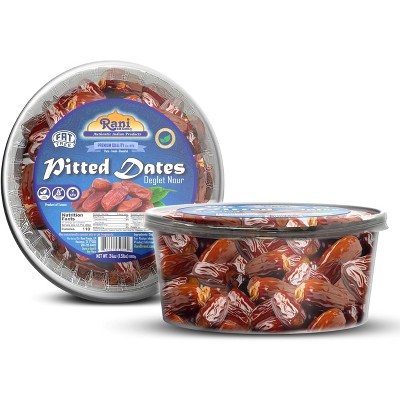 Pitted Dates (Deglet Nour) Raw Dried Fruit  - 24oz (1.5lbs) 680g Pack of 2 - Rani Brand Authentic Indian Products