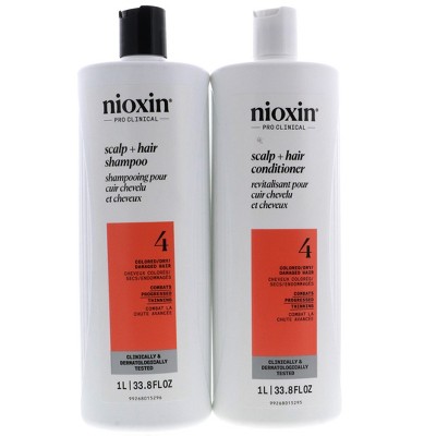 Nioxin System 4 Cleanser & Scalp Therapy Shampoo and Conditioner for Fine Treated Hair Duo Set, 33.8 oz