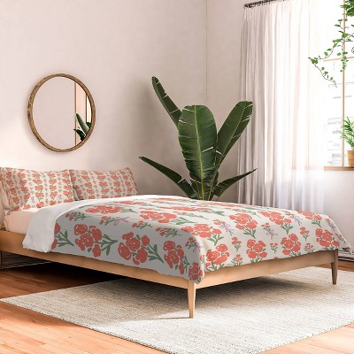 Deny Designs Anis Illustration Preppy Grandmillennial Cute Red Comforter and Sham Set