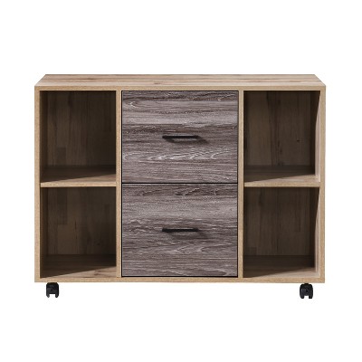 AndMakers 3-Drawer 39in. W File Cabinet for Home Office, Mobile Lateral Filing Cabinet, Printer Stand with Open Storage Shelves