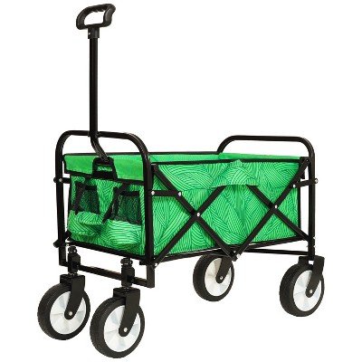 UBSSO Minimeetall Collapsible Outdoor Utility Wagon with Strapping System, Supports 225 lbs, Green Line