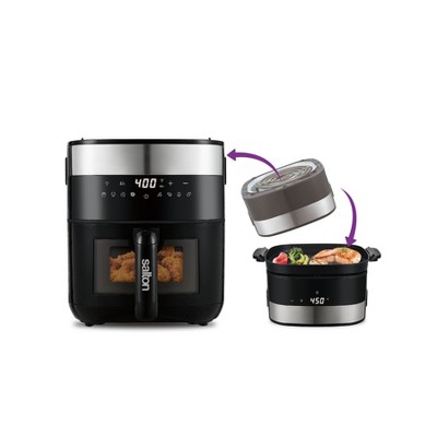 Salton Flip & Cook 3-in-1 185oz Air Fryer, Grill, & Dehydrator with Viewing Window