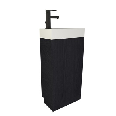 16" Small Bathroom Vanity with Sink,Small Space Fit,2 Toilet Paper Holders & Storage Pocket