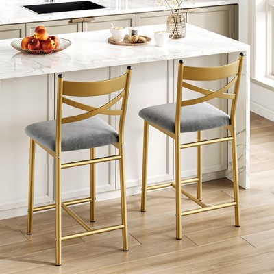 GustoWave Bar Stools Set of 2, 37'' Counter Height Bar Stools, Modern Counter Stools with Back and Footrest, Counter Height Barstools