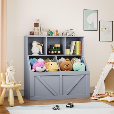 Kids Bookshelf & Toy Storage Organizer for Playroom, Bedroom, Nursery & Daycare