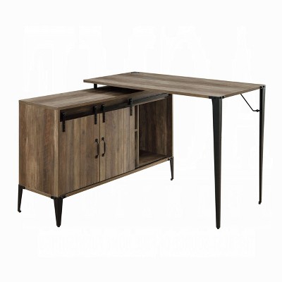NicBex Industrial L-Shaped Desk with Sliding Barn Door,Computer Desk with USB Ports,Office Desk with Storage,Home Office Desks
