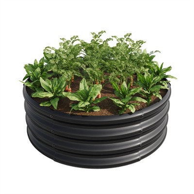 DSVIMOY Raised Garden Bed, Planter Box Outdoor, 3ft Round Large Metal Garden Bed Planter for Vegetables Flower Herb, Black, 32"*32"*11.4"
